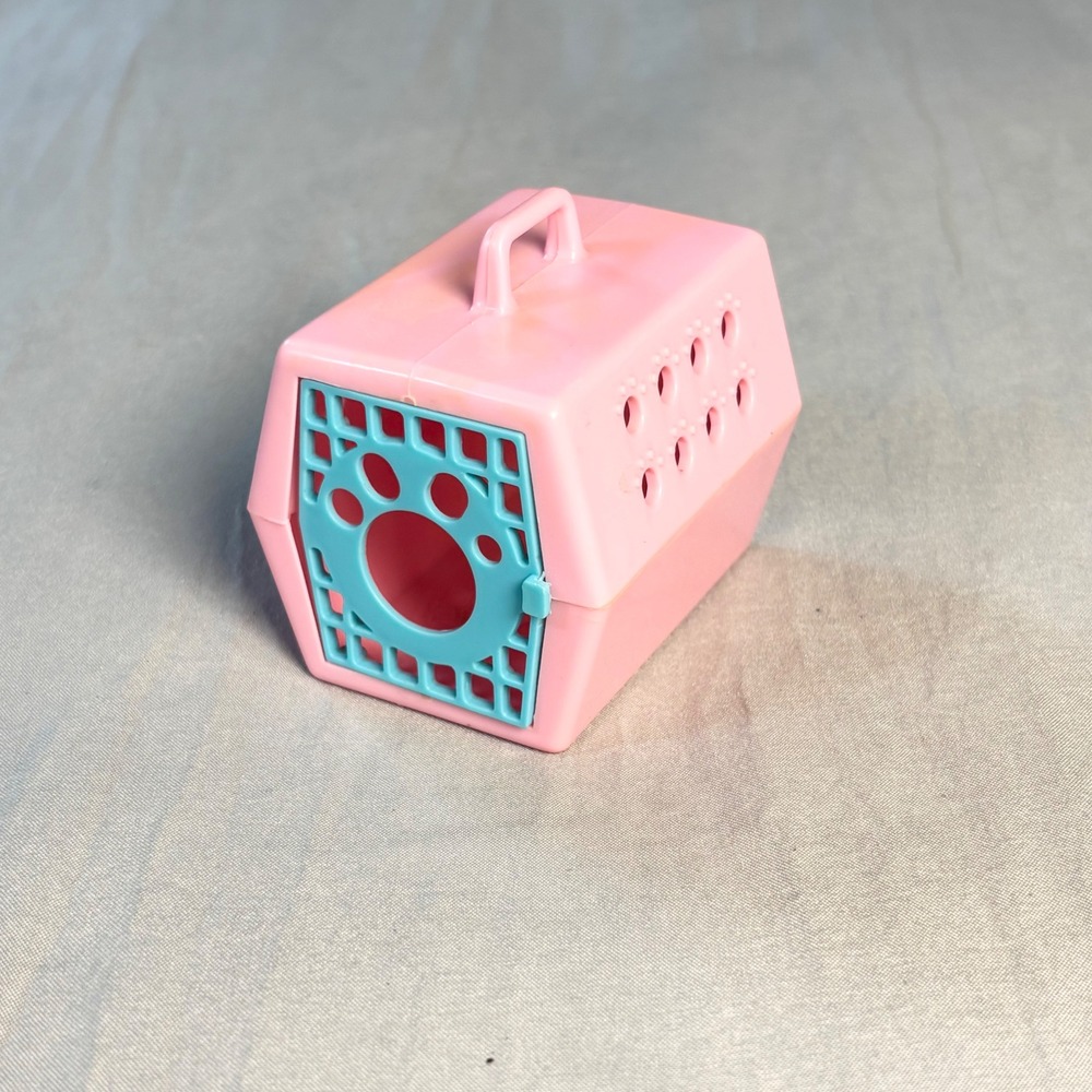 Vintage 1992  Kenner Littlest Pet Shop cozy  Carrier pink blue cat dog
